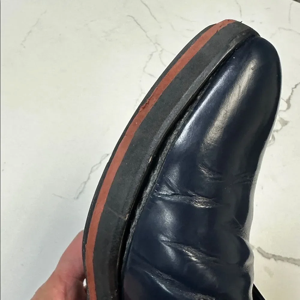 Prada Navy Dark Blue Derby Leather Dress Shoes US 9 2EA046